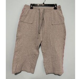 Nana Fashion Women's 2XL Heather Gray Pink Trim Cropped Sweatpants Capri 1717